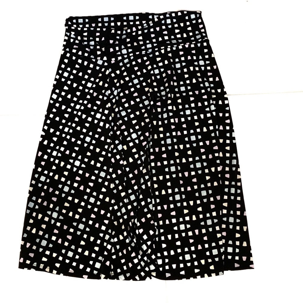LuLaRoe Black Multicolor Print Midi Skirt